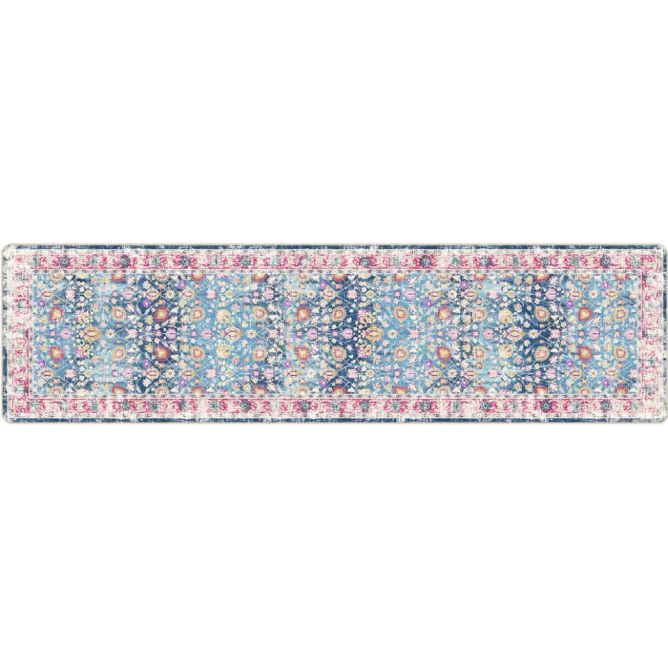 vidaXL Vloerkleed wasbaar 80x300 cm meerkleurig blauw, foto 3