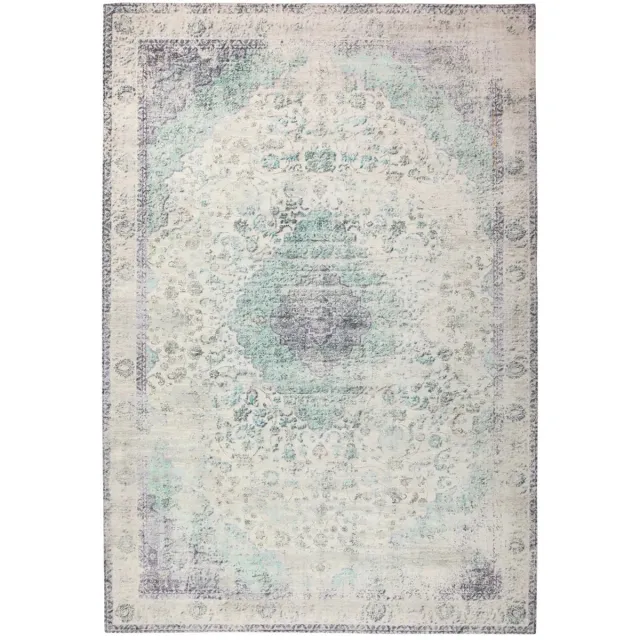 Dutch XXL Vintage Vloerkleed | Tapijt | Vin | Medaillon | Crème/Mint | 140x200 cm