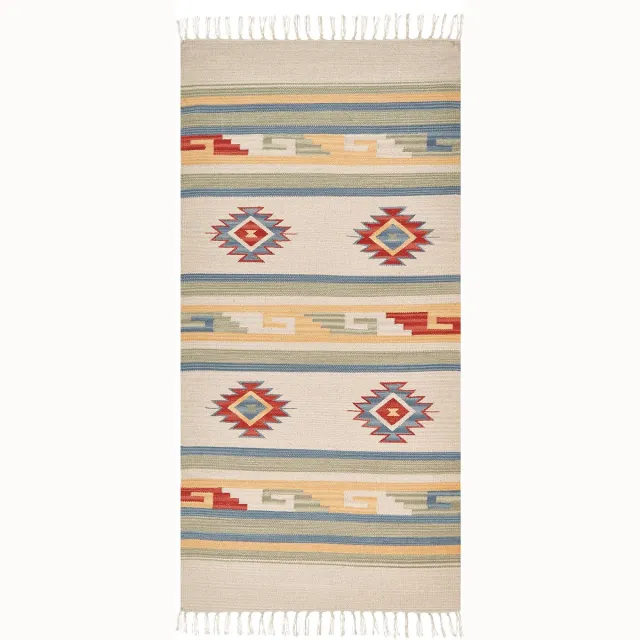 Beliani APARAN - Vloerkleed - Meerkleurig - Katoen Beige