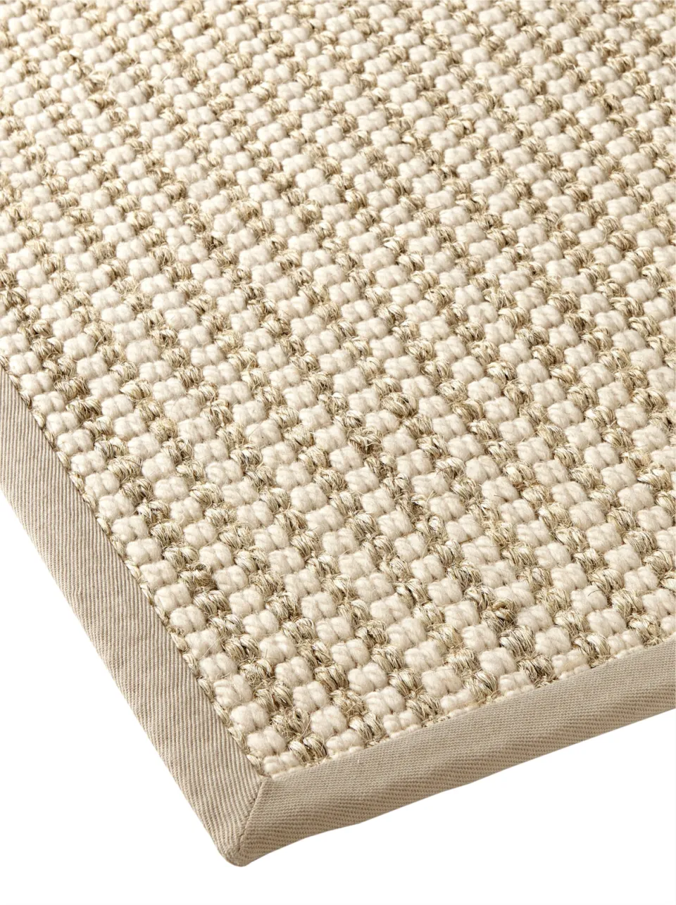 vloerkleed sisal wol offwhite met katoenen rand, foto 3