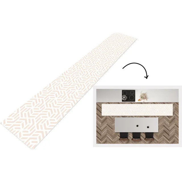 KitchenYeah Keukenloper - Loper keuken - Beige - Geometrie - Patronen - Abstract - Keukenloper vinyl Multicolor