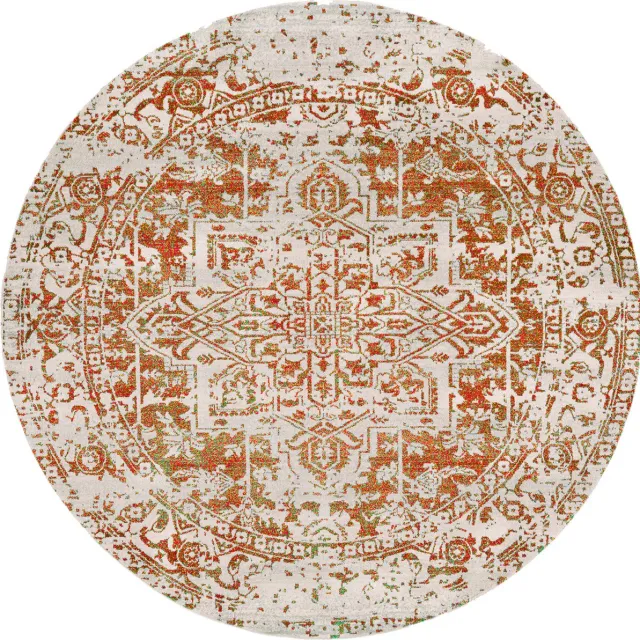 Surya Juliette rond vloerkleed vintage oosters oranje