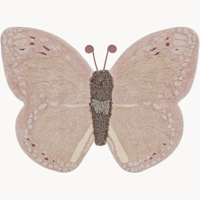 Lorena Canals Handgeweven kindervloerkleed Baby Butterfly, wasbaar Roze