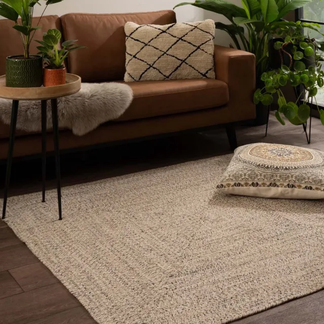 Boho&me Vloerkleed katoen vierkant - Joy beige/wit 120x120