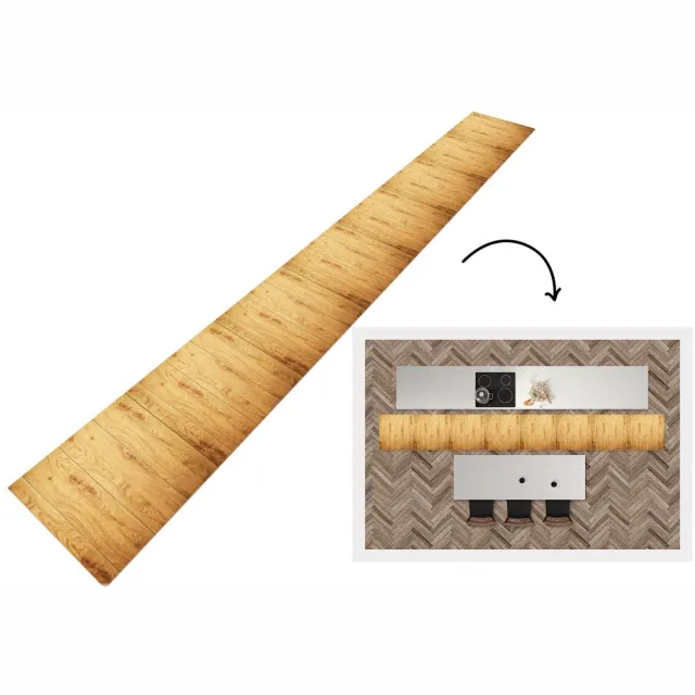 KitchenYeah Keukenloper 480x60 cm - Keukenmat vinyl Patronen - Planken - Natuur - Keukenmatten loper - Keuken vloerkleed tapijt