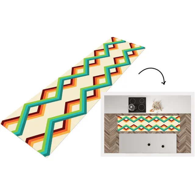 KitchenYeah Keukenloper - Keukenmat vinyl Retro - Strepen - Design - Seventies - Keukenmatten loper - Keuken vloerkleed tapijt