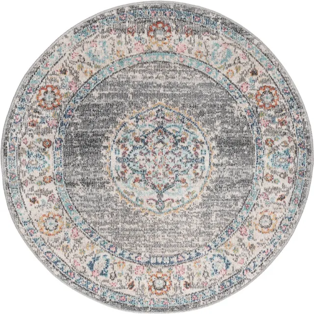 Mia´s Teppiche Mia’s Teppiche Bliss - Indoor & Outdoor vloerkleed, weerbestendig & onderhoudsvriendelijk, grijs met oosters patroon, 120 cm round