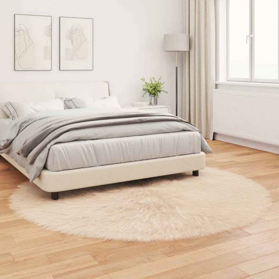 vidaXL Tapijt van imitatie TAFALLA Beige Ø 160 cm Polyester, foto 3