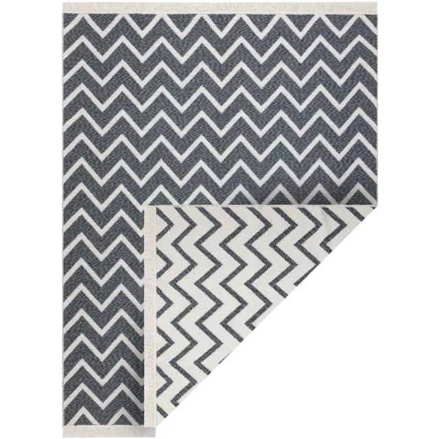 RUGSX Kleden Rugsx Tapijt TWIN 23002 ZigZag, katoen, dubbelzijdig, Ec Zwart