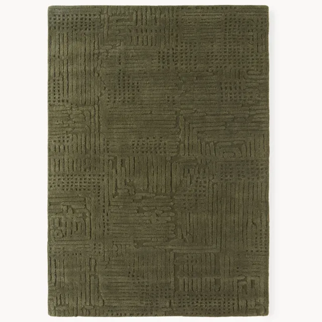 Westwing Collection Hoog-laag wollen vloerkleed Merima, handgetuft Groen