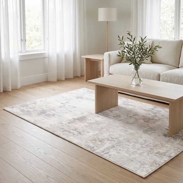 Vika Living Gemstone Vloerkleed - Abstract - Crème Grijs - 150x80 cm