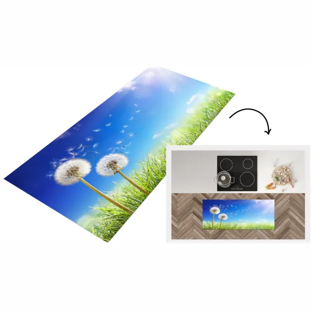KitchenYeah Keukenloper - Loper keuken - Paardenbloem - Zaden - Lente - Keukenloper vinyl Multicolor