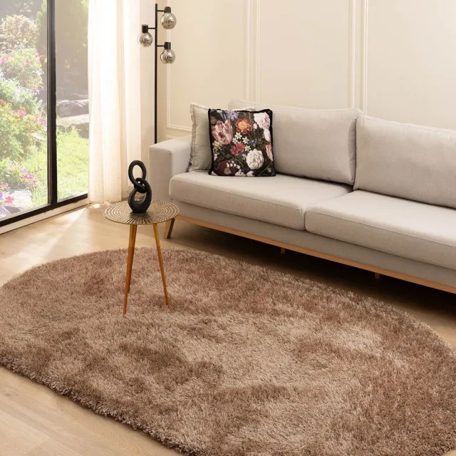 Tapeso Velvet vloerkleed ovaal - Posh bruin 240x340