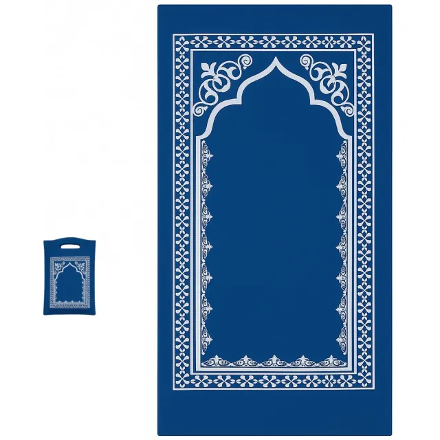 Baraka Treasures Gebedskleed met Draagtas - Reis Gebedskleed Set - Met Handvat Tasje - Comfortabel & Compact - Lichtgewicht Gebedskleed - Perfect voor Werk en School - 110cm x 55cm - Blauw