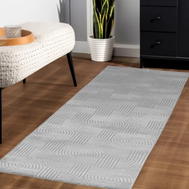 TapisTrend Designer tapijt Geld 200x290 cm Binnenkleed met ruitpatroon, zilverkleurig, voor de woonkamer, duurzaam en slijtvast, antislip