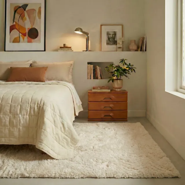 MrCarpet Hoogpolig vloerkleed 230x330cm Beige/wit Nesto Mrcarpet crème