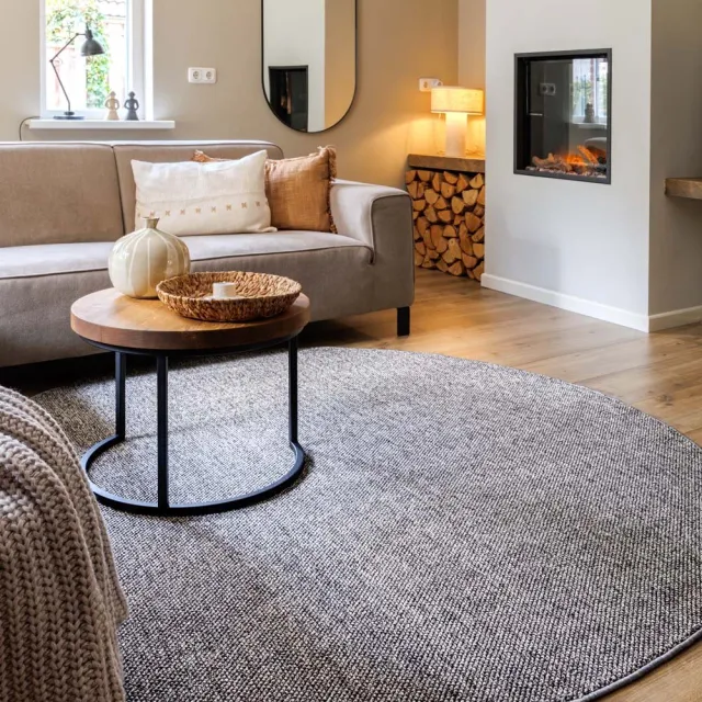 TrueWeave Rond vloerkleed laagpolig - Loom grijs 200