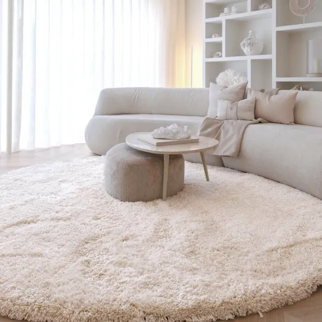 Nordic Weavers Shaggy vloerkleed rond - Sveve ivoor 120