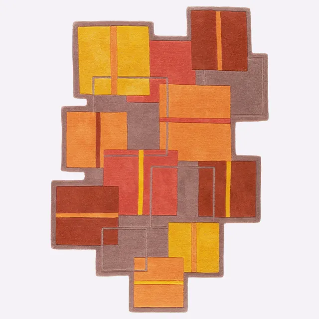 hoogpolig tapijt oranje bruin oranje/bruin