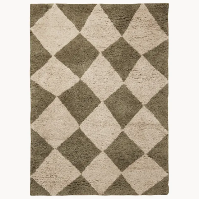 Ferm Living Handgetuft kindervloerkleed Tilt Beige, Groen