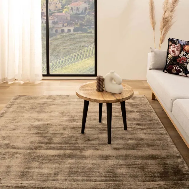 Paon Brillant Viscose vloerkleed vierkant - Glamour bruin 100x100