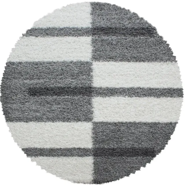 Dutch XXL Rond Hoogpolig Vloerkleed | Tapijt | Shaggy | Gala | Geometrisch | Lichtgrijs | 80x80 cm