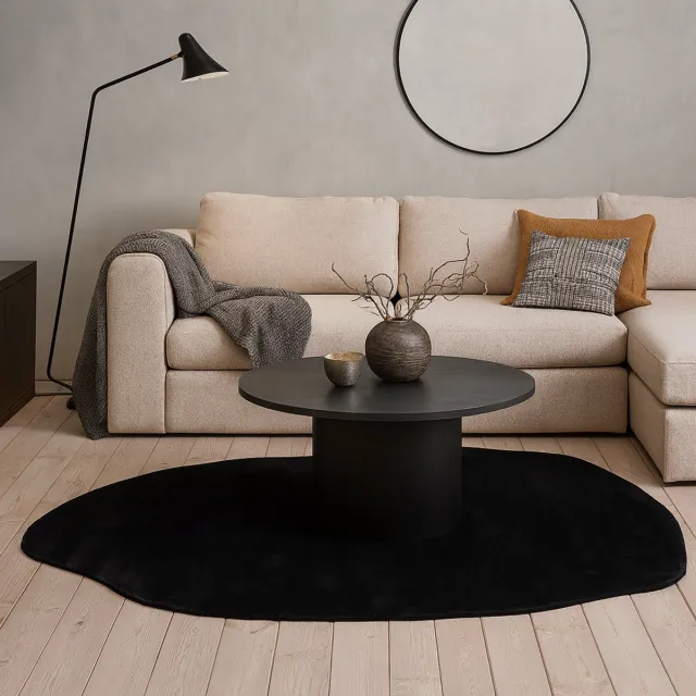Milton & Oldbrook Fluffy Organisch Vloerkleed 160 x 230 cm Pavia Zwart