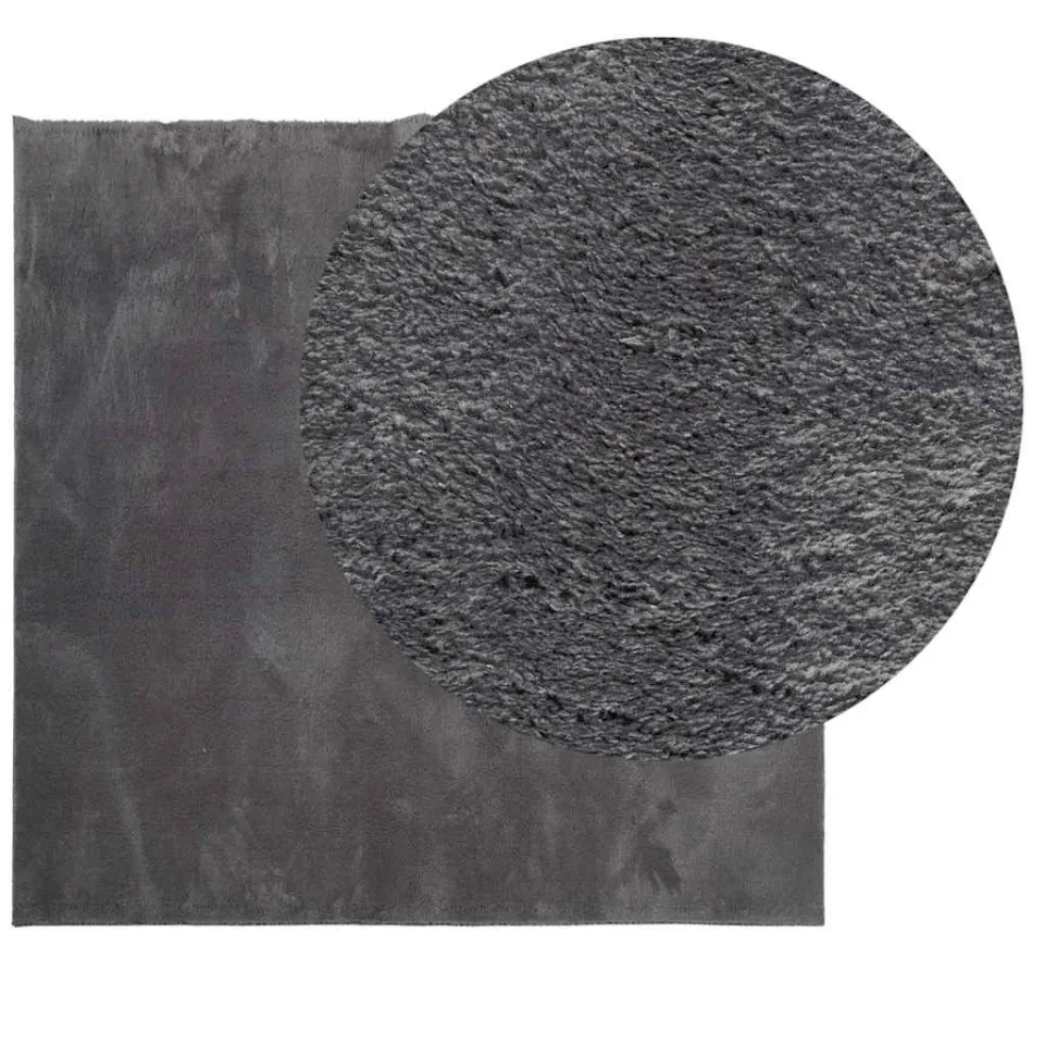 vidaXL Vloerkleed HUARTE laagpolig zacht wasbaar 240x240 cm antraciet, foto 2