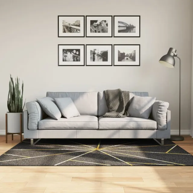 vidaXL Vloerkleed wasbaar 120x180 cm zwart en goudkleurig, foto 2