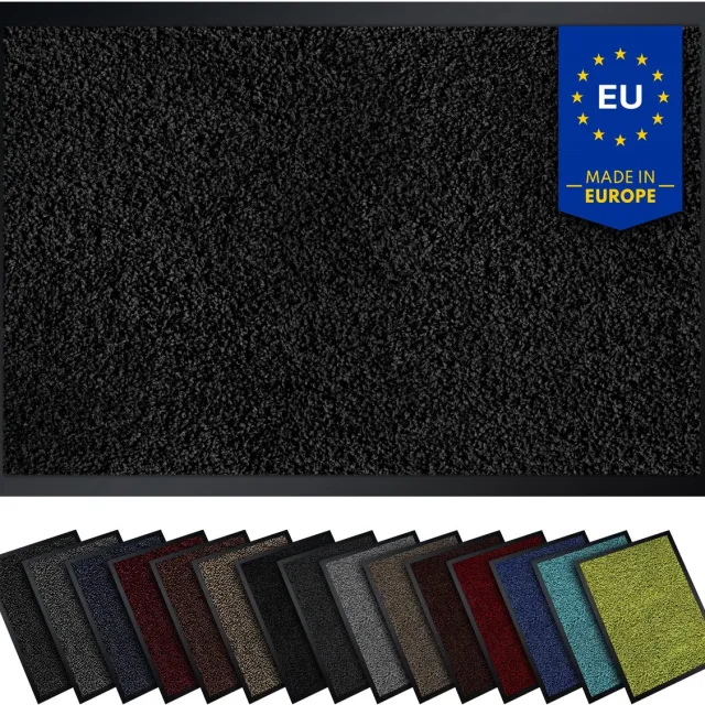 GENTLE NORTH Hoogwaardige deurmat zwart 60x90 groot voor binnen & buiten - vuilvanger mat antislip, afwasbaar & weerbestendig - deurmat voor entree & buitenruimte - gangloper dun