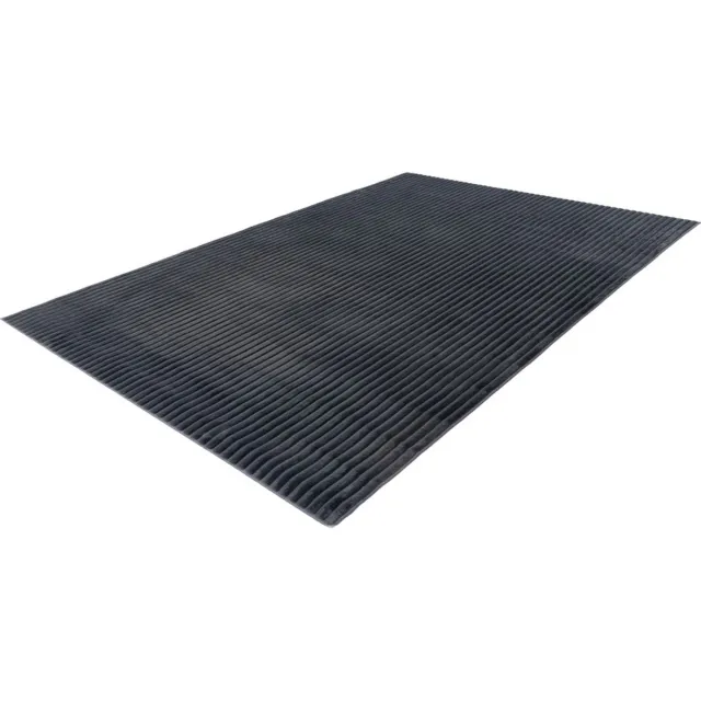 Lalee Plush - Japandi Vloerkleed - Superzacht - gestreept Karpet - Tapijt hoog laag polig effen Fluffy 120x170 cm antraciet
