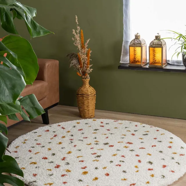Boho&me Rond vloerkleed stippen - Artisan wit/multi 120