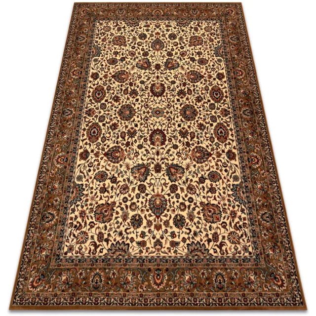 RUGSX Kleden Rugsx Wollen tapijt KASHQAI 4362 103 Bloemen, kader 80x160 cm Beige