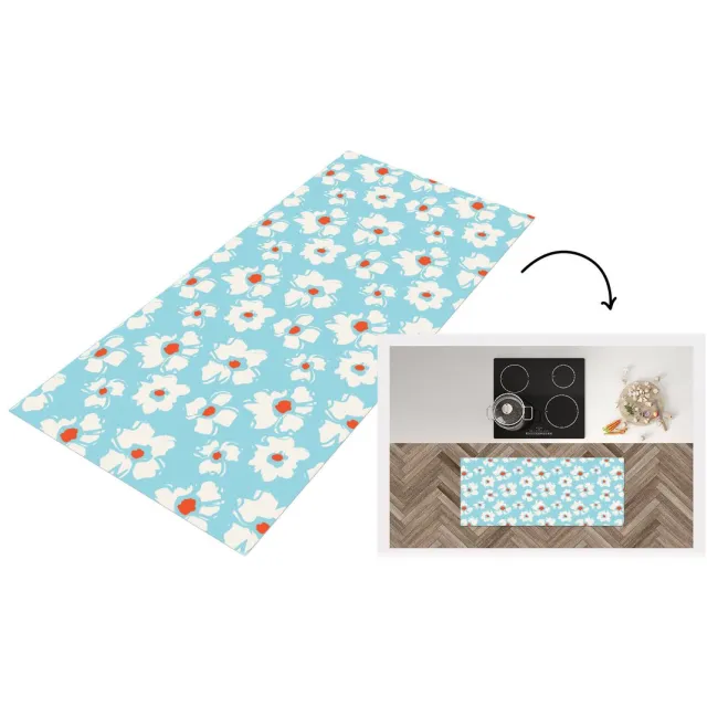 KitchenYeah Keukenloper - Keukenmat vinyl Waterverf - Bloemen - Patroon - Keukenmatten loper - Keuken vloerkleed tapijt
