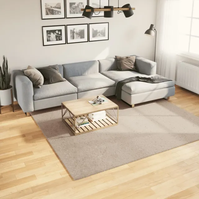 vidaXL Vloerkleed HUARTE laagpolig zacht wasbaar 240x240cm zandkleurig, foto 2