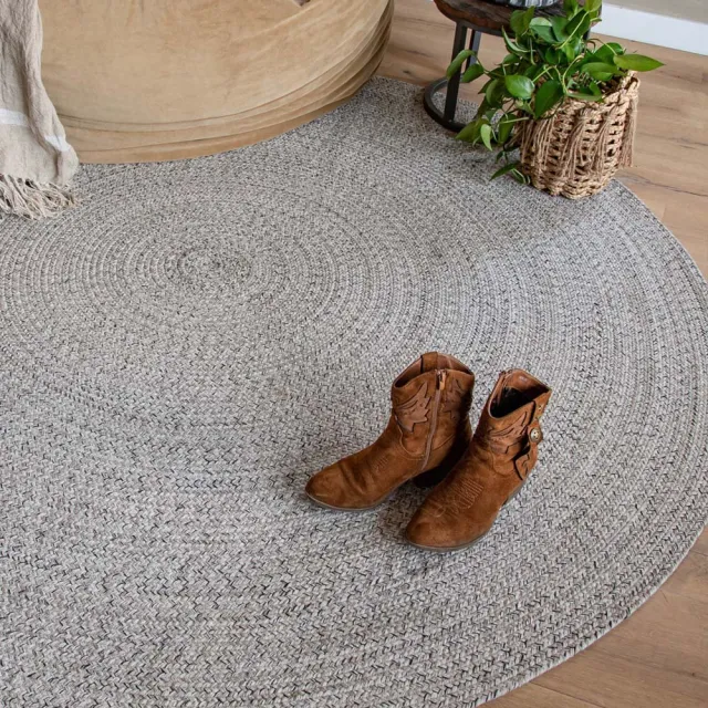Boho&me Rond vloerkleed katoen - Joy beige/wit 200