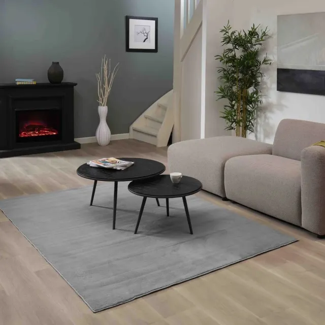 flycarpets Malaga Laagpolig Vloerkleed - Grijs - Wasbaar Tapijt - Woonkamer