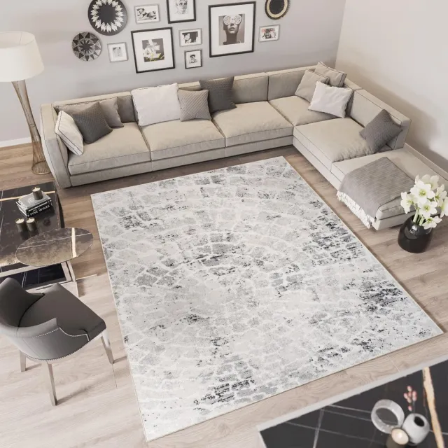 Tapiso Troya Vloerkleed Woonkamer Slaapkamer Beige Bos Hout Patroon Design Eyecatcher Interieur Stijlvol Woonsfeer Modern Trendy Duurzaam Hoogwaardig Tapijt Maat - 120x170 Lichtgrijs8