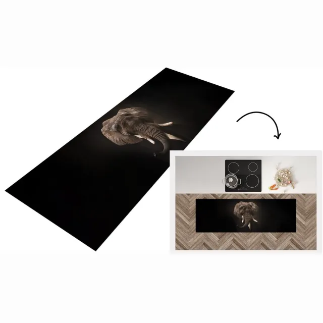 KitchenYeah Keukenloper - Loper keuken - Schilderij - Olifant - Oude meesters - Keukenloper vinyl Multicolor