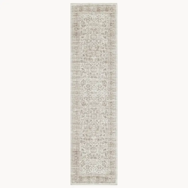 Westwing Collection Handgeweven indoor & outdoor loper Tiara met vintage patroon Beige