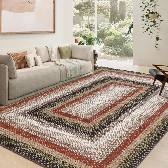 Triumpunpre Vloerkleed - Wasbaar Antislip Textuur Motief - Rood/Zwart - 200x290 cm