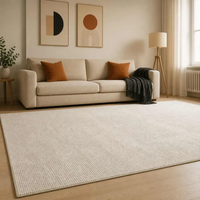 vidaXL Vloerkleed Crème 300 x 400 cm 100% Polyester 3 mm Wasbaar, foto 2
