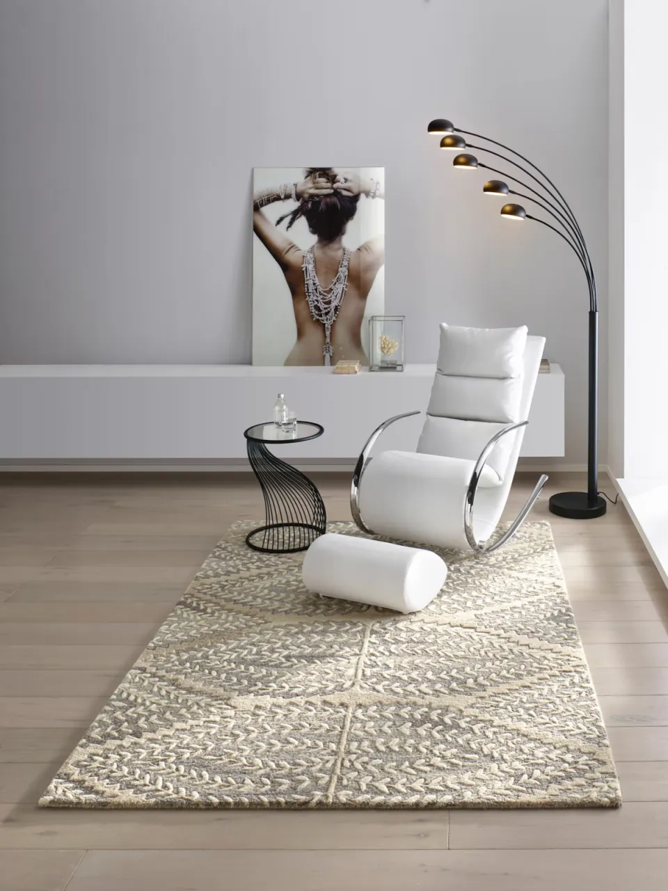 Hoogpolig tapijt grijs beige, foto 3