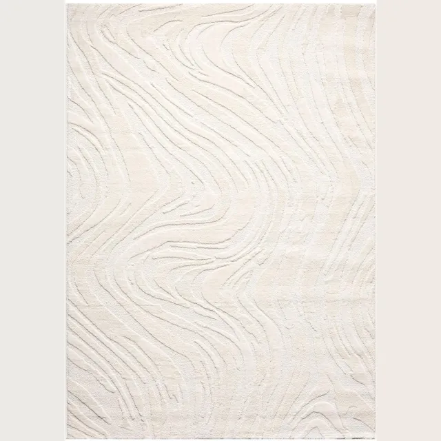 Ibenzoa Modern en Stijlvol Vloerkleed met 3D Golfpatroon voor Woonkamer en Slaapkamer, Crème 160x230 cm wit
