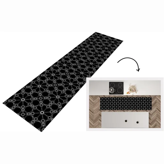 KitchenYeah Keukenloper - Loper keuken - Zwart Wit - Patronen - Abstract - 200x50 cm - Keukenloper vinyl
