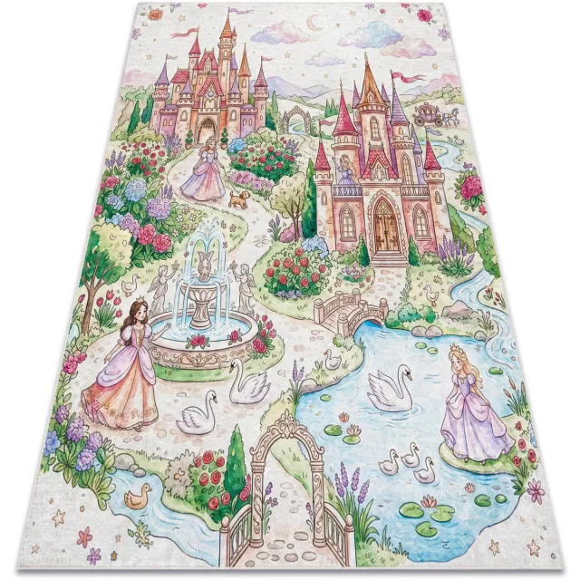 RUGSX Kleden Rugsx BAMBINO 61520 tapijt wasbaar Prinses, kasteel voor 200x290 cm Beige