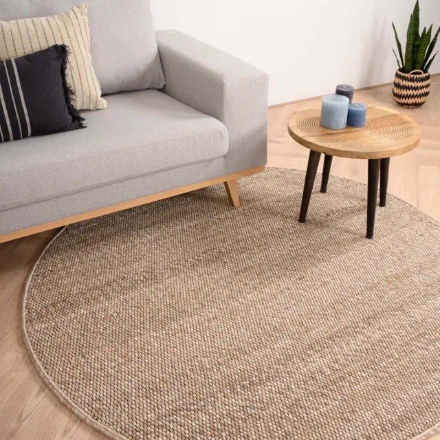 Nordic Weavers Rond wollen vloerkleed - Lett beige 120