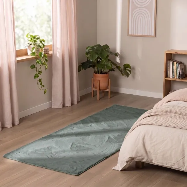 NATURL. Zacht laagpolige loper - Cozy Groen | Wasbaar & vormvast - 80x250cm