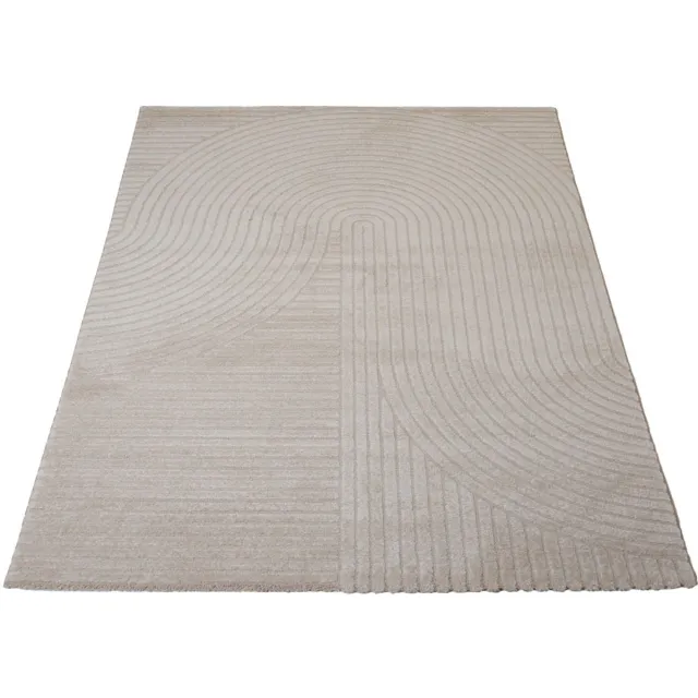 Veer Carpets Vloerkleed Ella Beige 280 x 380 cm - Design Hoog-Laag Vloerkleed met Lijnenpatroon in Scandinavische / Japandi Stijl