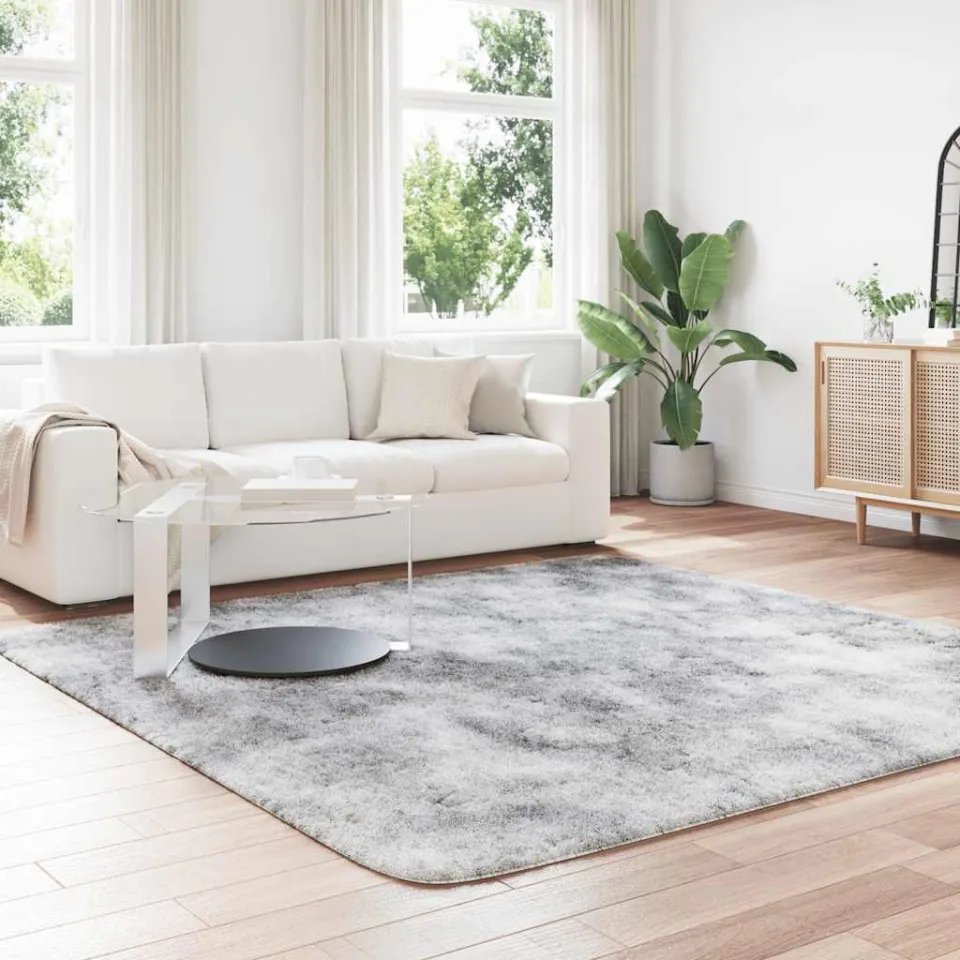 vidaXL Hoogpolig vloerkleed NAVARRA 240x240 cm polyester zilvergrijs, foto 3